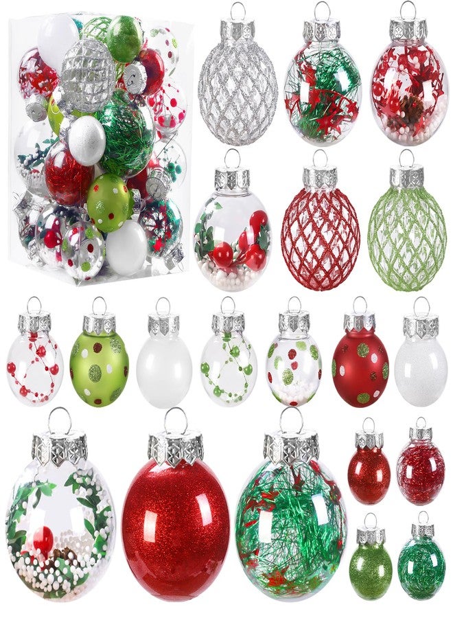 Teeanzo 30Pcs Clear Christmas Tree Ball Ornaments Set, Multi-Size Plastic Balls Red Green White Colorful Variety Shatterproof Ornaments with Hanging Loops for Xmas Tree Decoration Home Holiday Party - Image 1